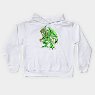 mexican kaiju the quetzalcoatl in mecha custom armor ecopop art Kids Hoodie